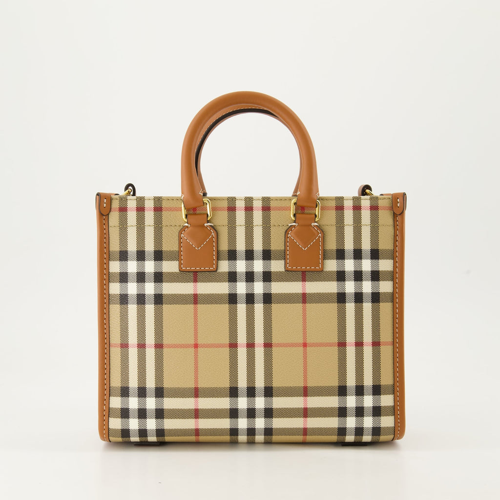 Mini Cabas Freya, Burberry bag, vintage check bag, adjustable strap handbag, canvas leather handbag