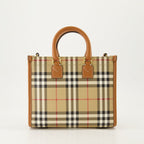 Mini Cabas Freya, Burberry bag, vintage check bag, adjustable strap handbag, canvas leather handbag