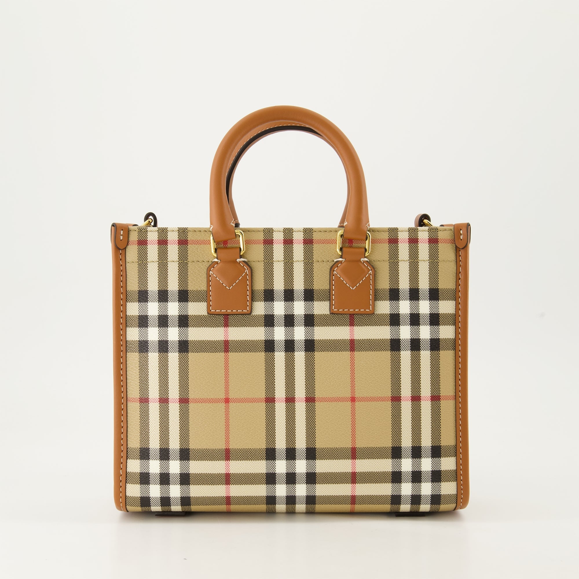 Mini Cabas Freya, Burberry bag, vintage check bag, adjustable strap handbag, canvas leather handbag