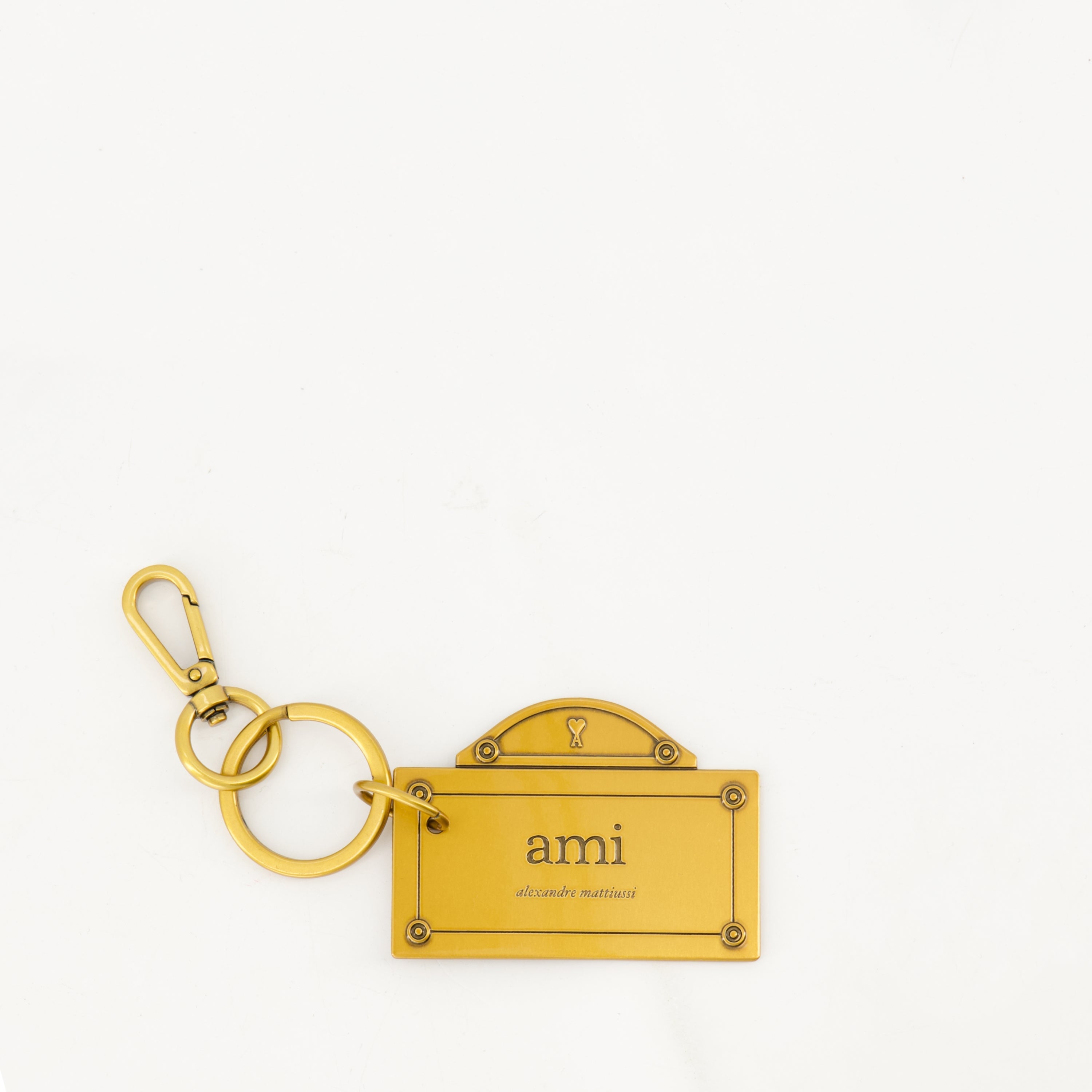 keychain, AMI Paris accessory, brass keychain, street sign keychain, golden keychain