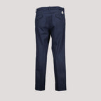 navy trousers, carrot fit trousers, Moncler trousers, cotton pants, stylish trousers