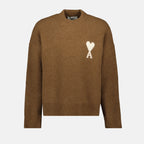 Ami Paris sweater, unisex wool pullover, Ami de Coeur, brown sweater, Autumn-Winter 2025