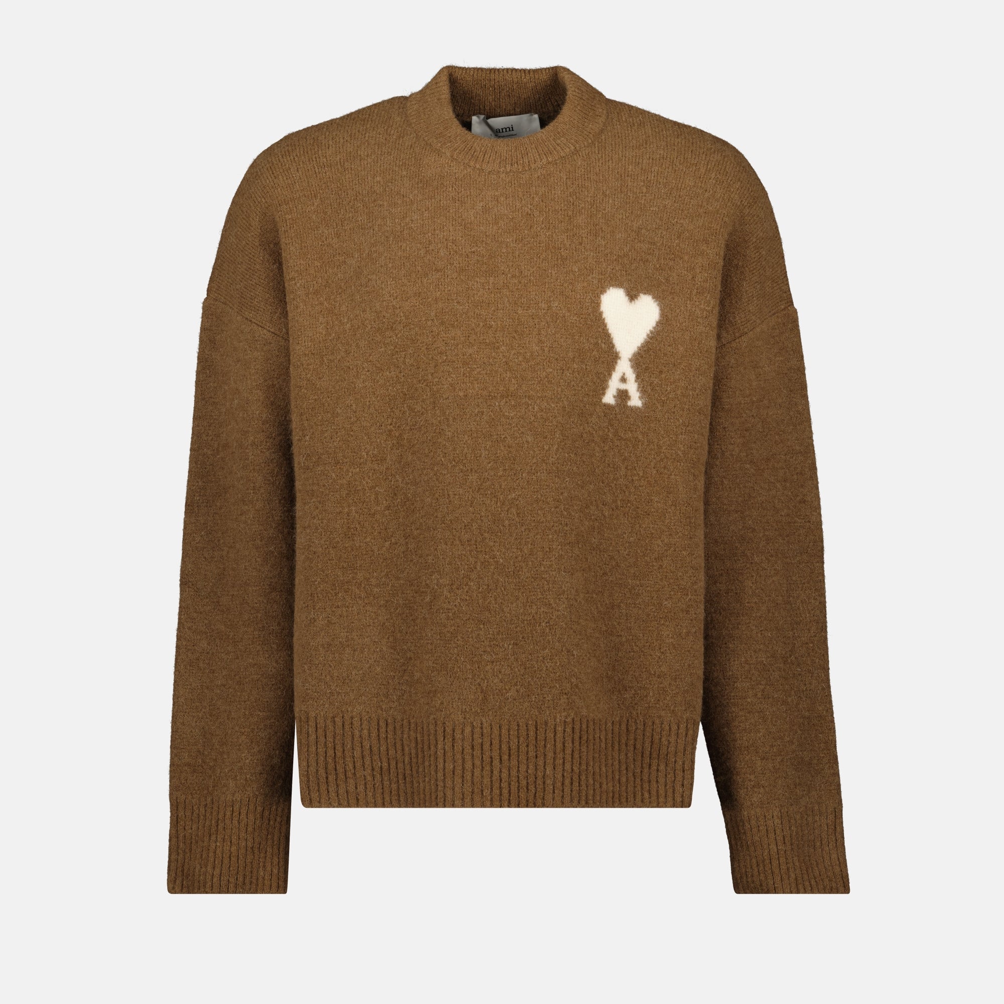 Ami Paris sweater, unisex wool pullover, Ami de Coeur, brown sweater, Autumn-Winter 2025