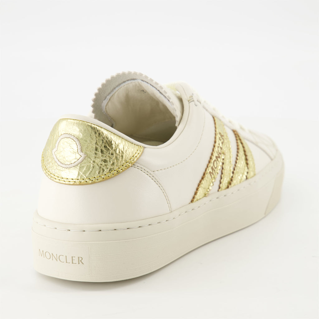 Monaco Leather Sneakers, Moncler footwear, White sneakers, Fashion sneakers, Stylish shoes