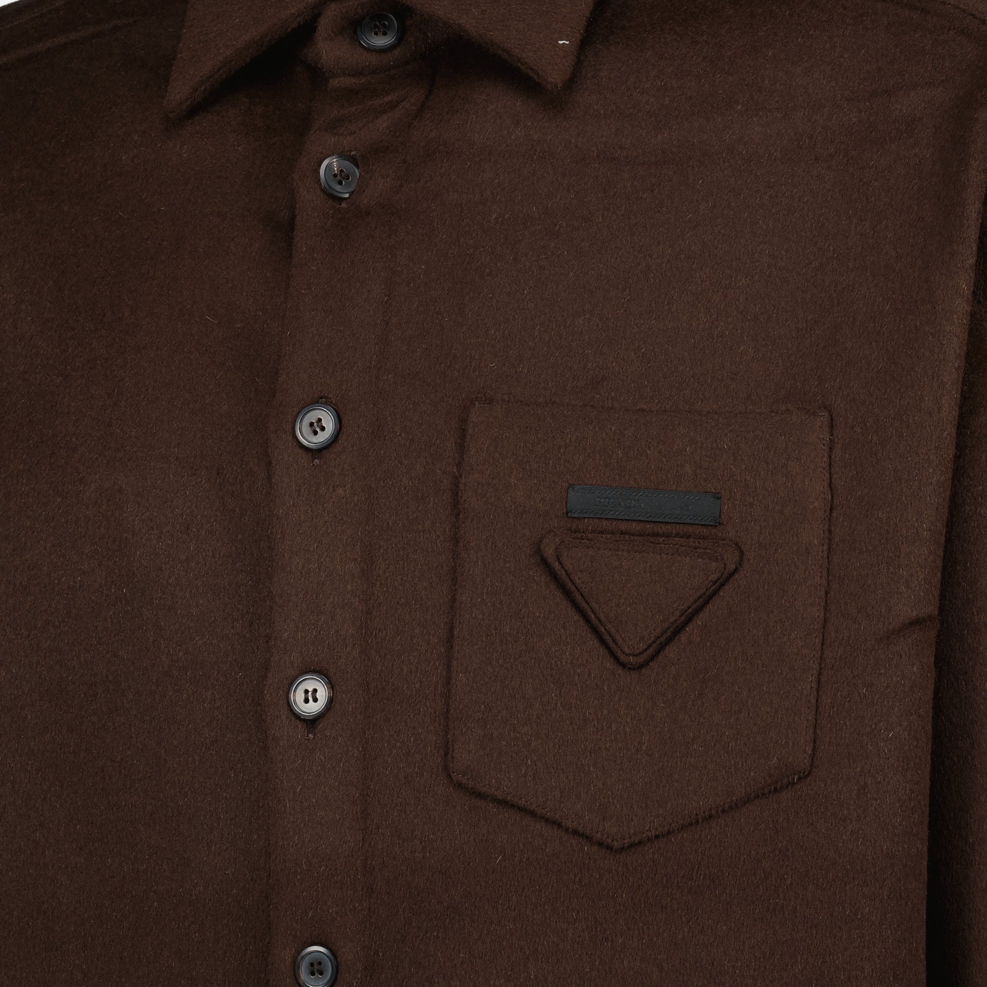 Prada Wool And Cashmere Shirt, Man, Cocoa Brown, Size M Prada Wool And Cashmere Shirt, Man, Cocoa Brown, Size M