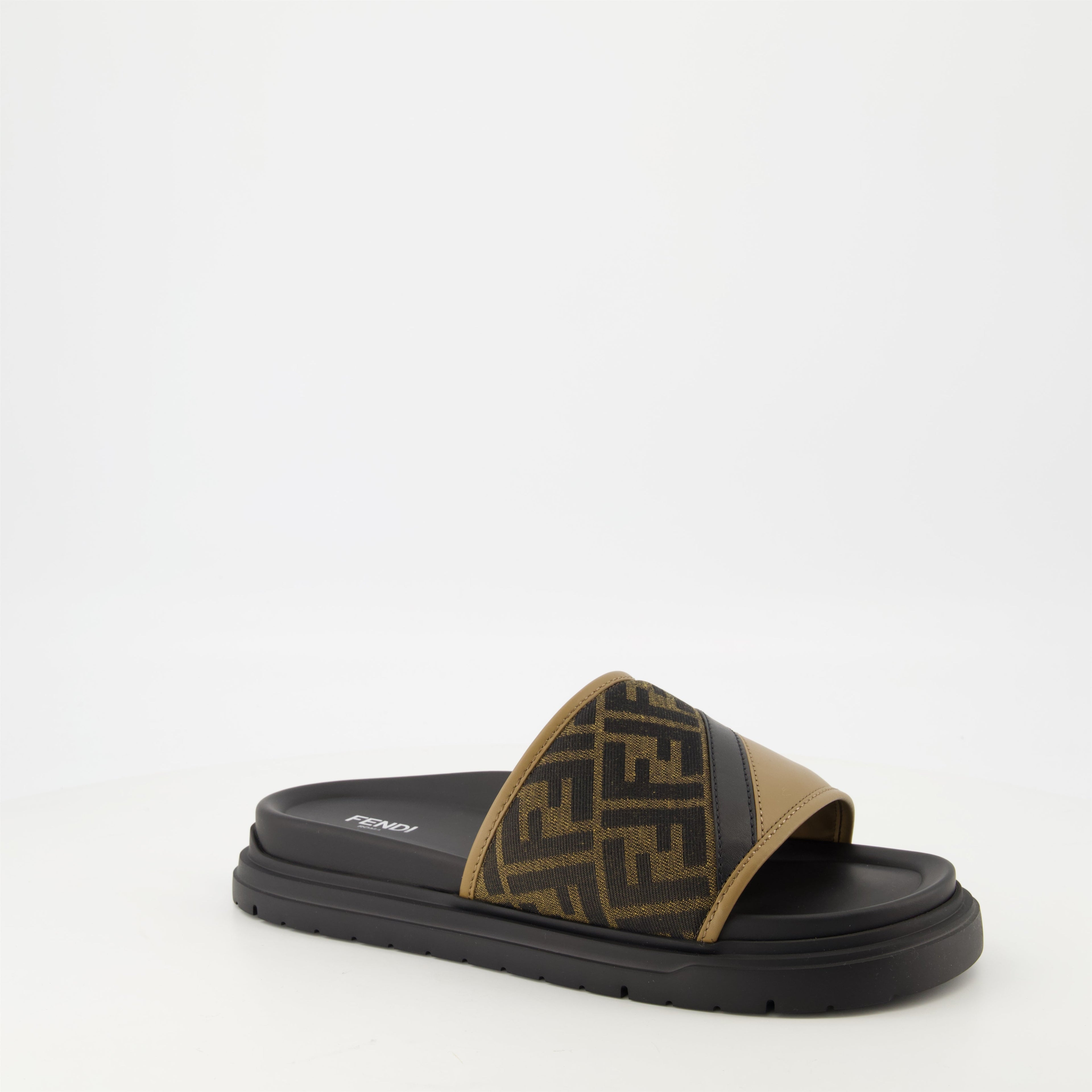 Fendi sandals, Diagonal Sandals, luxury footwear, calf leather sandals, non-slip sandals