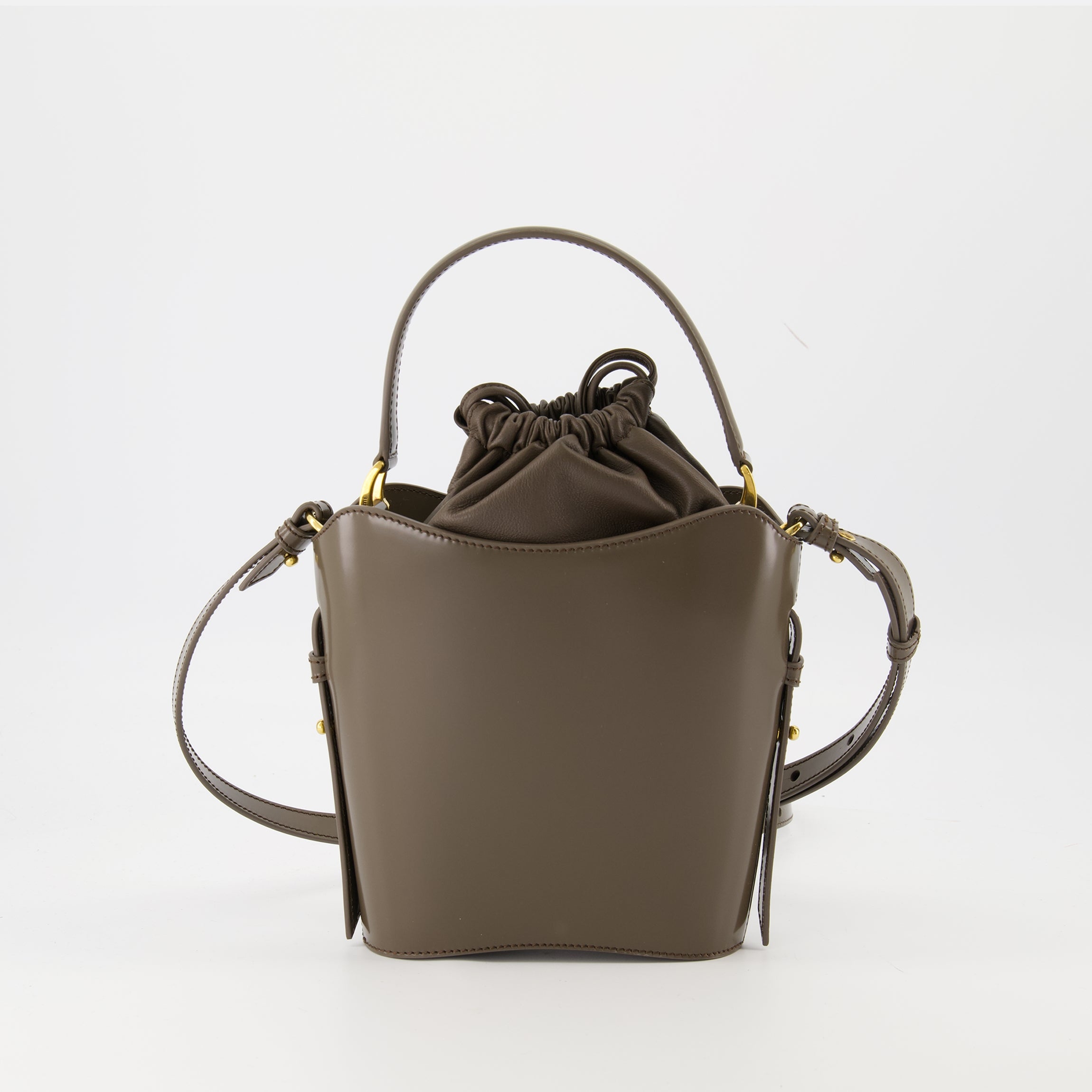 Ami Paris, Mini Bucket Bag, Brown Accessories, Calf Leather Bag, Autumn Winter Collection