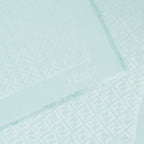 Fendi shawl, light blue scarf, wool silk, FF pattern, designer accessory
