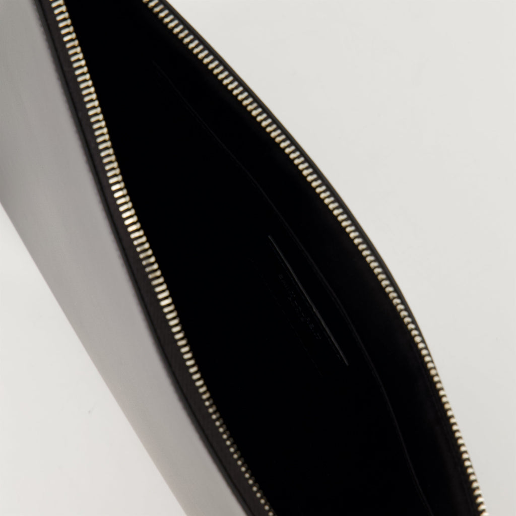 black leather pouch, Saint Laurent accessory, Ysl Cassandre, designer pouch, zip closure pouch