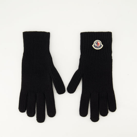 Moncler gloves, black wool gloves, winter accessories, men's gloves, wool gloves