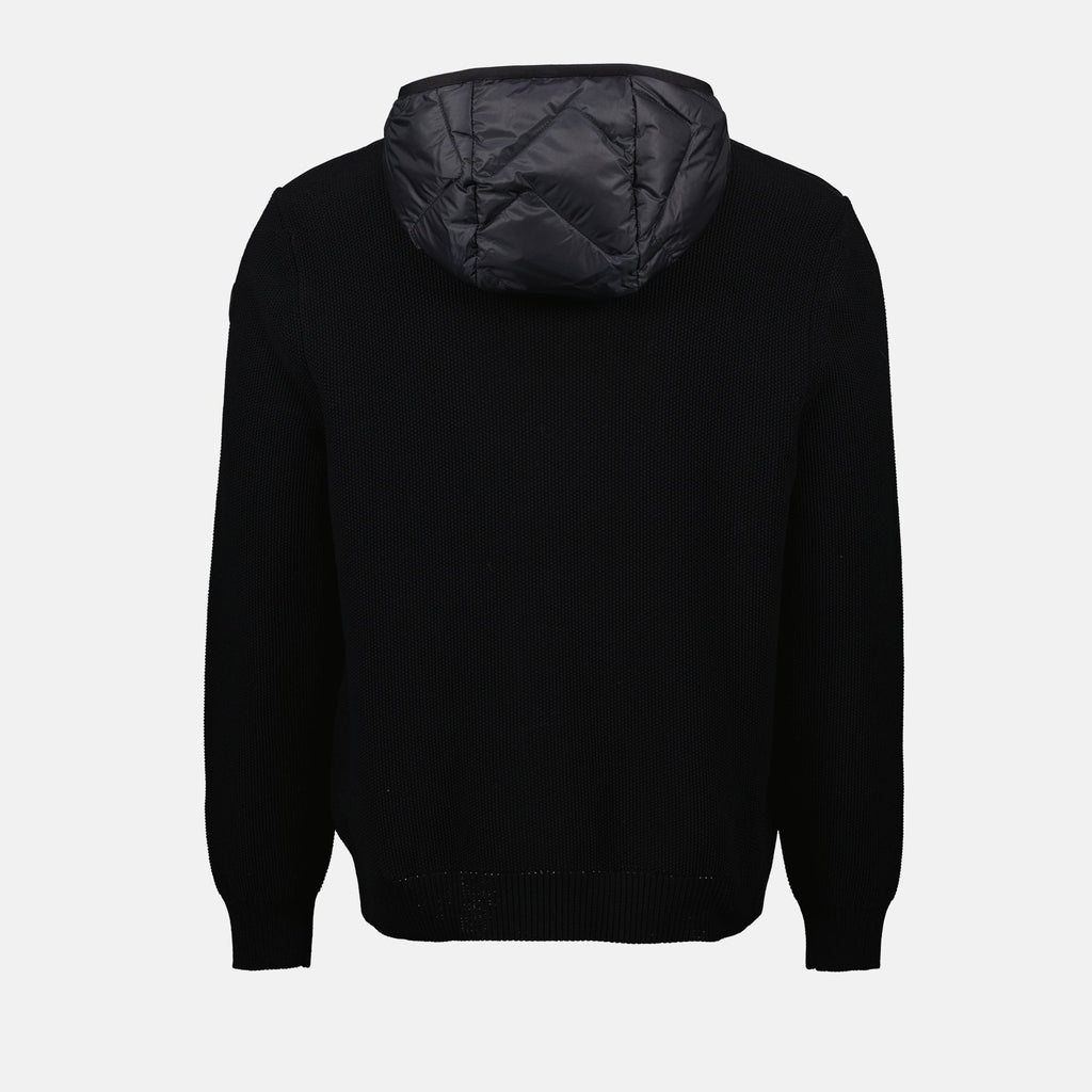 Bild einer schwarz gesteppten Jacke aus zwei Materialien von Moncler für Herren - Saison Frühjahr-Sommer 2025 - Rückansicht