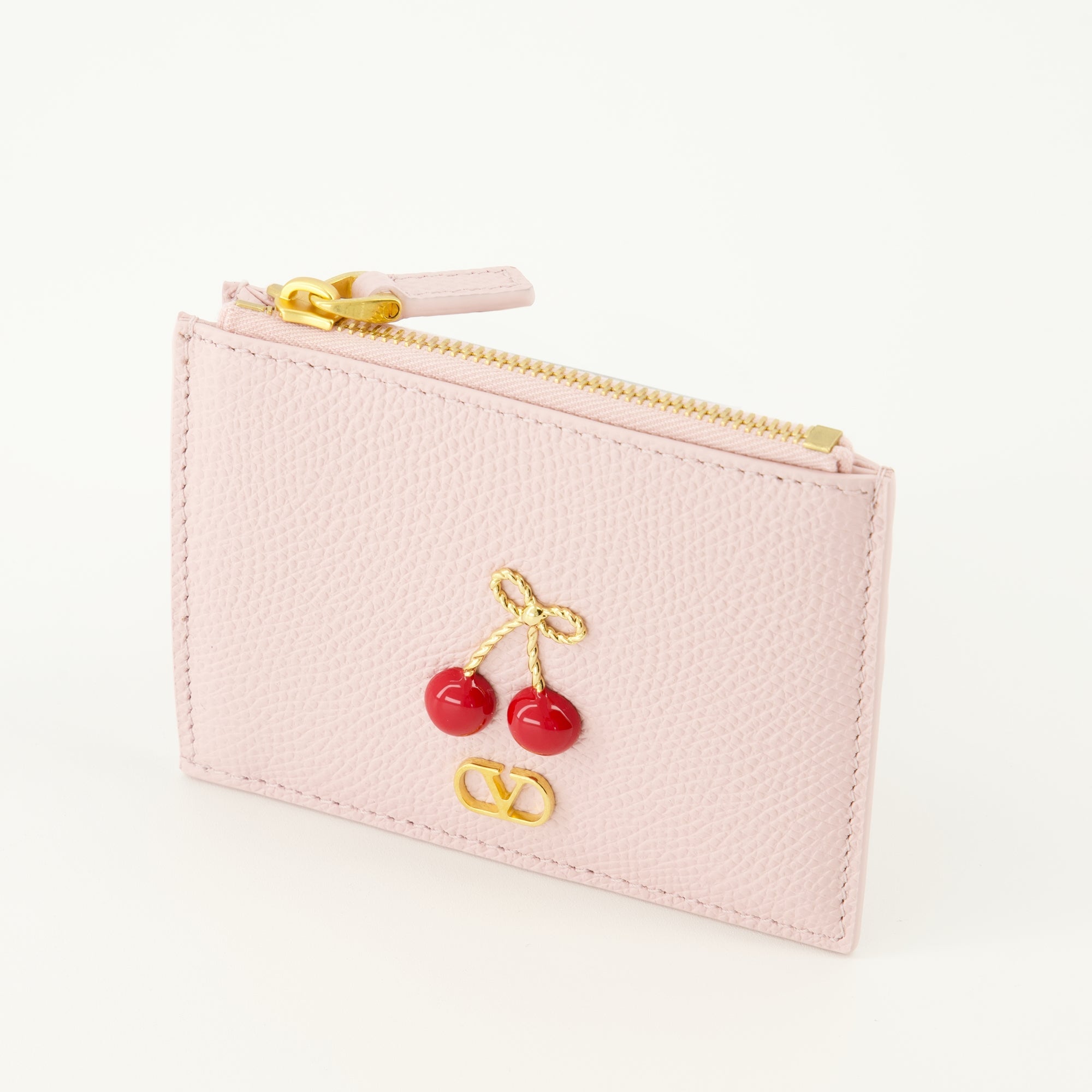 Image of Cherryfic Pink Card Holder by Valentino Garavani for Women - Season Spring-Summer 2026 - Detail View 1
