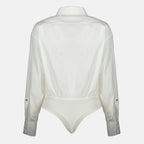 Imagen de Body Shirt en algodón blanco de Max Mara para mujeres - Temporada Primavera-Verano 2026 - Vista trasera