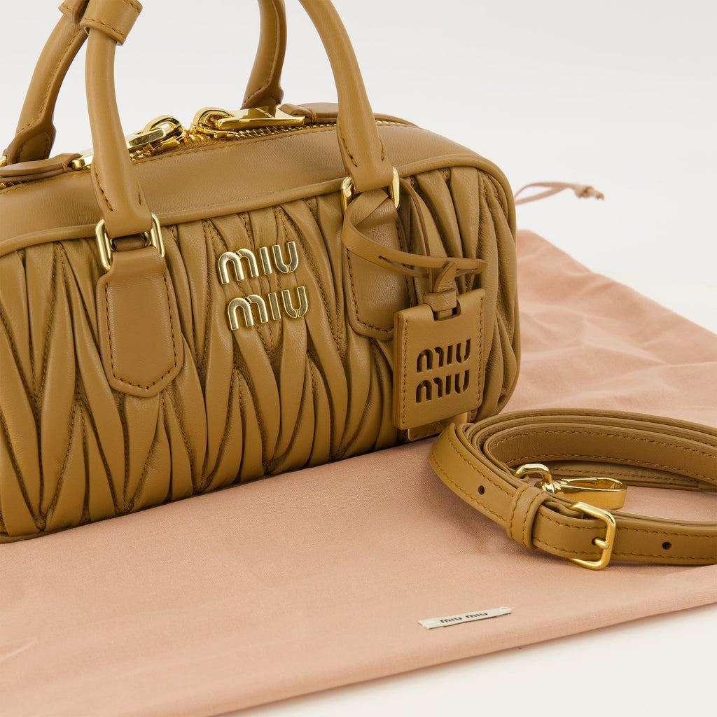 Miu Miu handbag, quilted leather bag, brown handbag, luxury accessories, designer bags