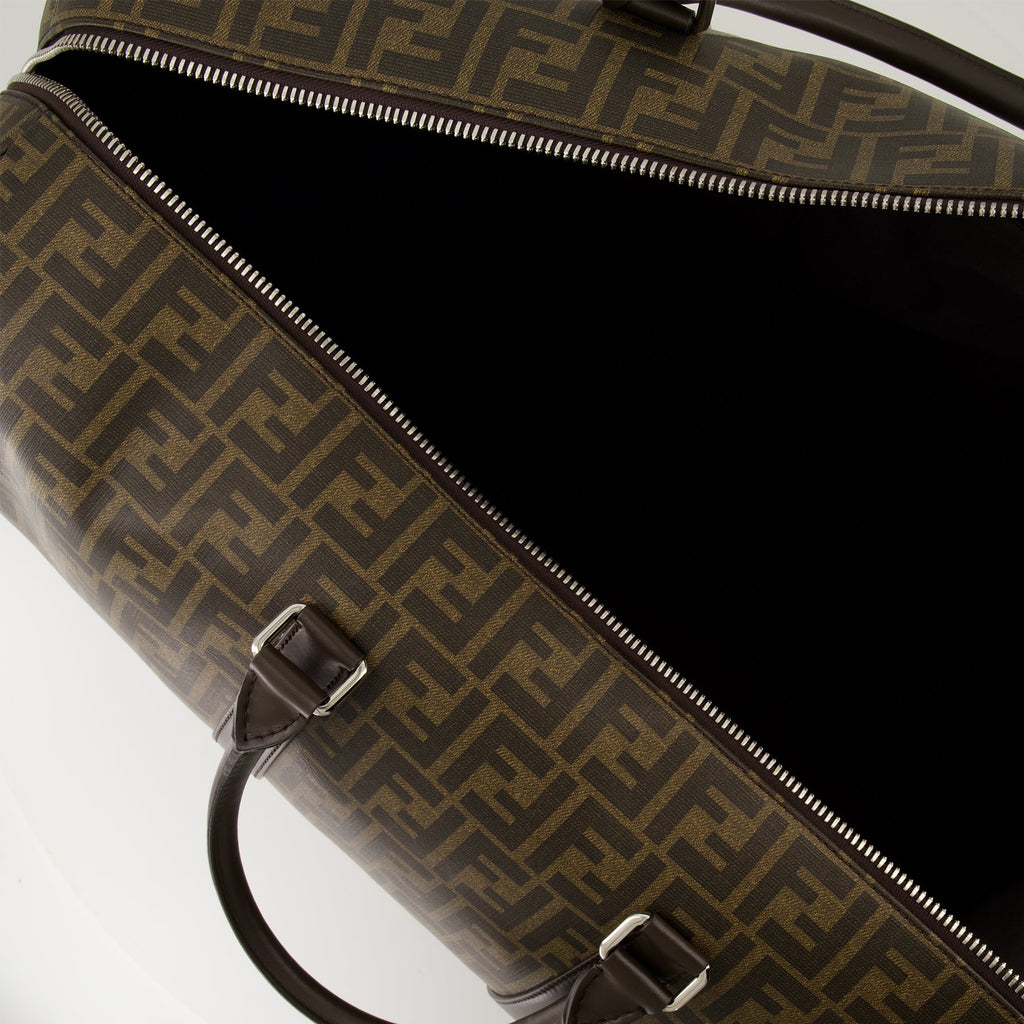 FF travel bag, luxury accessories, embroidered canvas bag, Fendi travel, stylish luggage