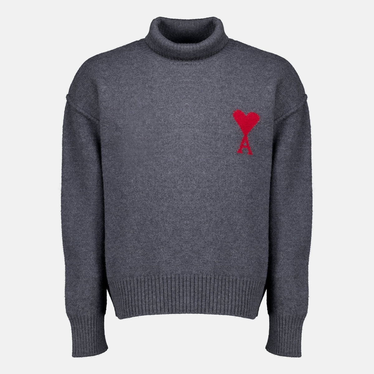 Jersey de cuello alto de lana gris