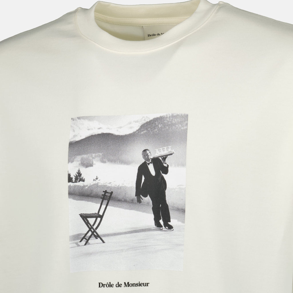 Ice Skating T-shirt, Drôle De Monsieur, cotton apparel, men's fashion, printed T-shirt