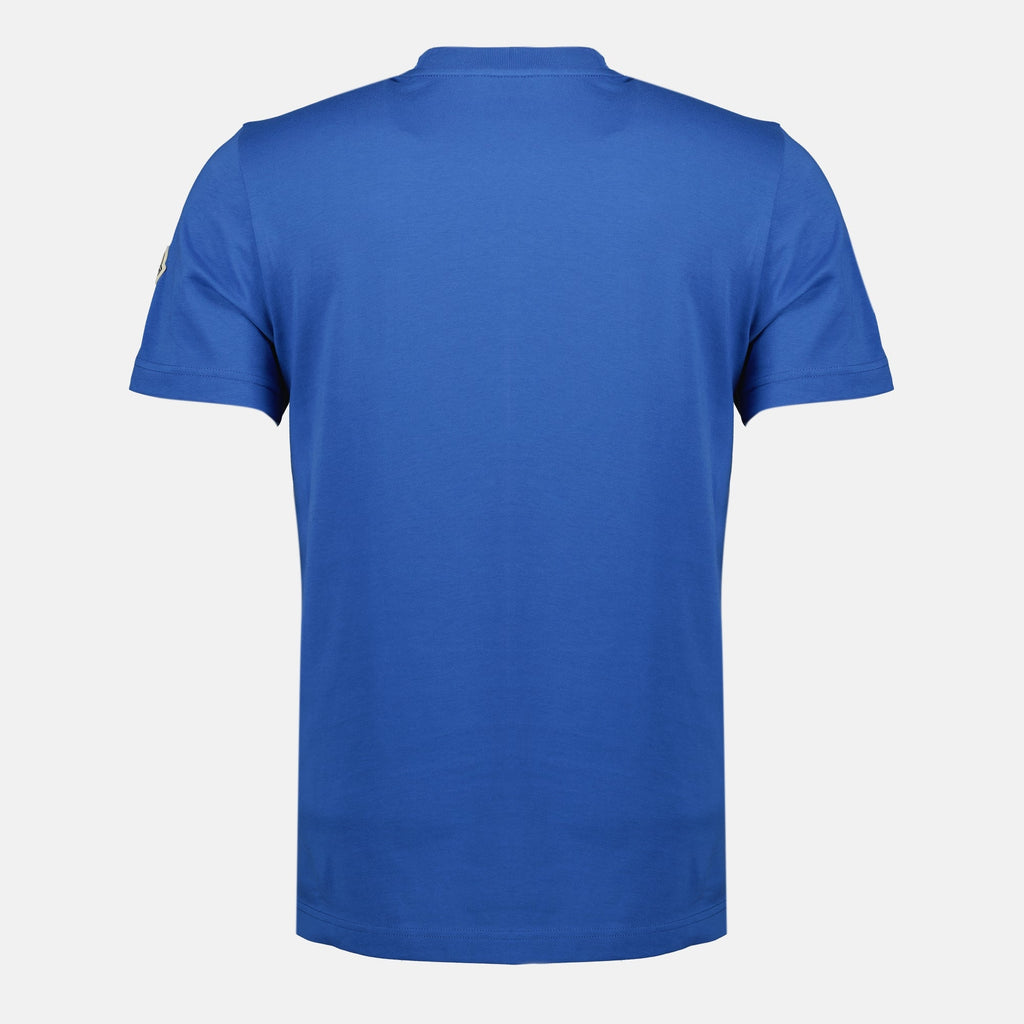 Moncler t-shirt, mountain print apparel, organic cotton t-shirt, casual fashion, blue casual wear