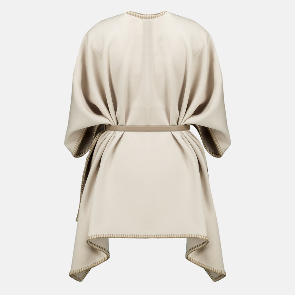 Beige ullkappe med belte