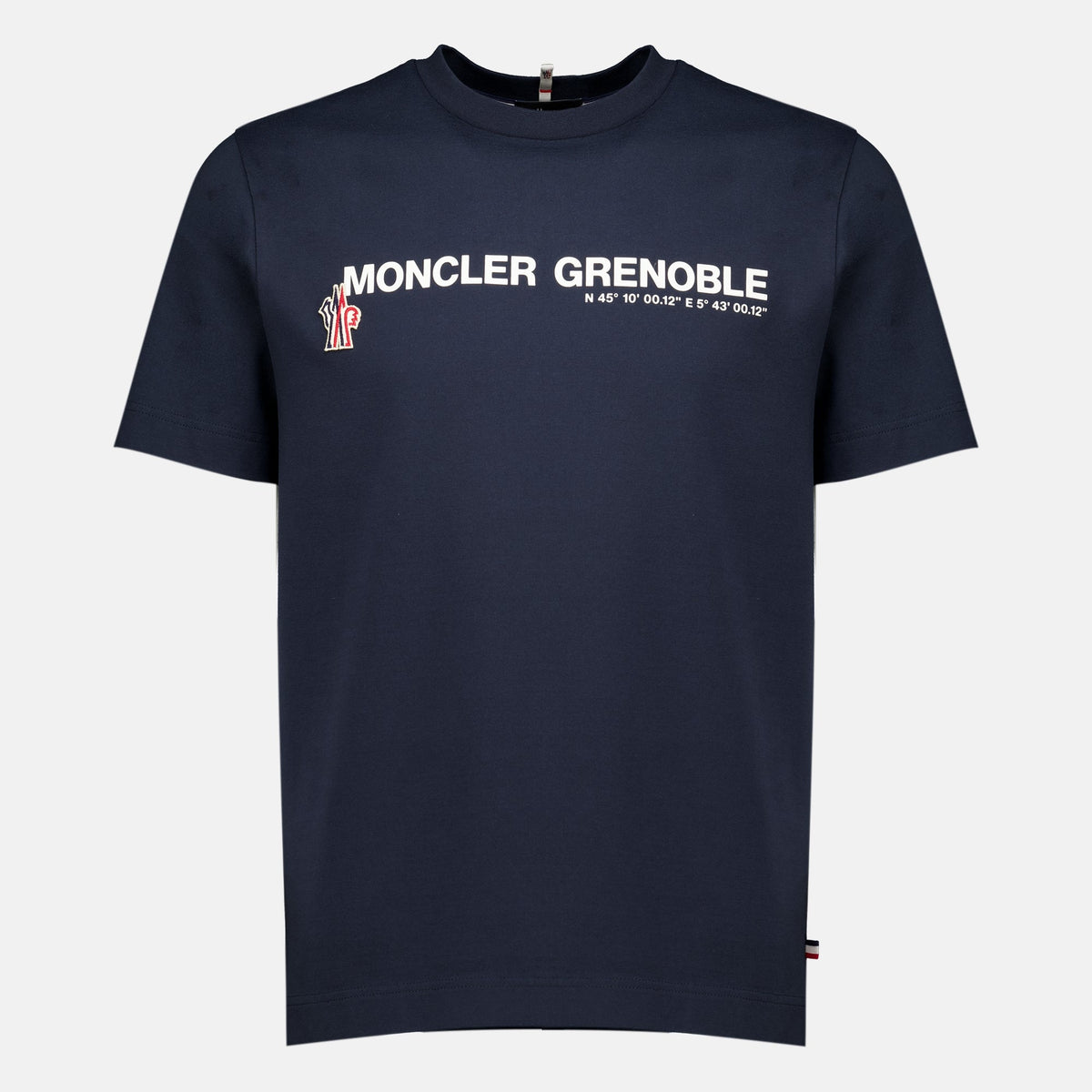 ネイビーブルー プリント コットンTシャツ