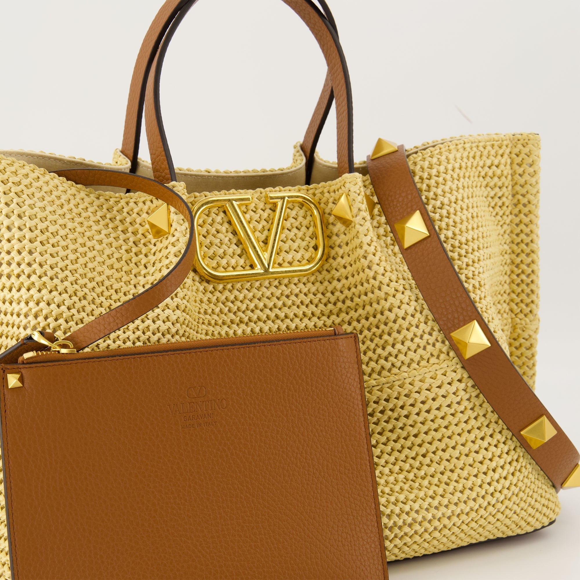 Valentino Garavani tote bag, braided straw bag, fashion tote, designer handbag, luxury accessory