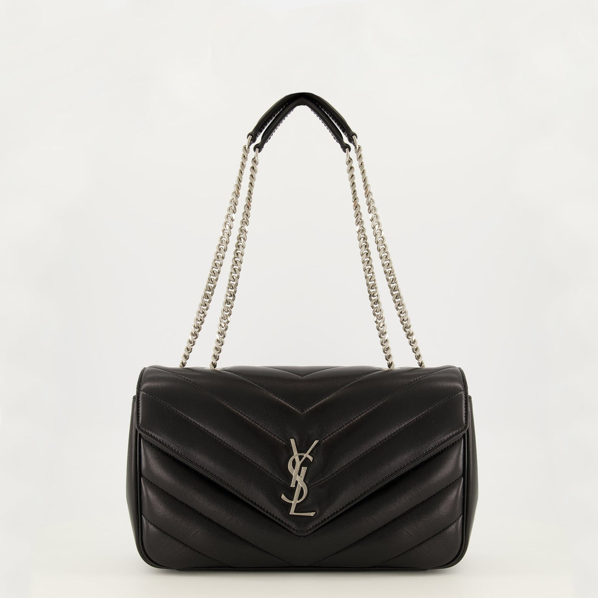 Loulou Medium ブラックレザー ショルダーバッグ