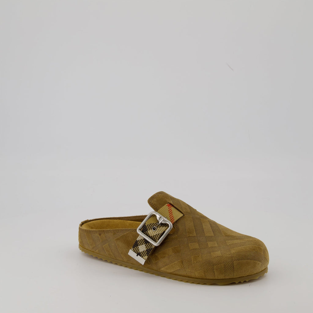 Burberry clogs, leather footwear, suede shoes, Autumn Winter collection, fashionable slip-ons
