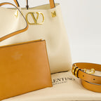 Image of Beige Leather Tote Bag by Valentino Garavani for Women - Season Spring-Summer 2026 - Detail View 1