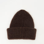 Moncler beanie, mohair blend hat, brown wool hat, winter accessories, luxury headwear