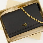 Valentino VLogo Pouch, grained calfskin pouch, designer chain pouch, luxury fashion accessories, Valentino accessories