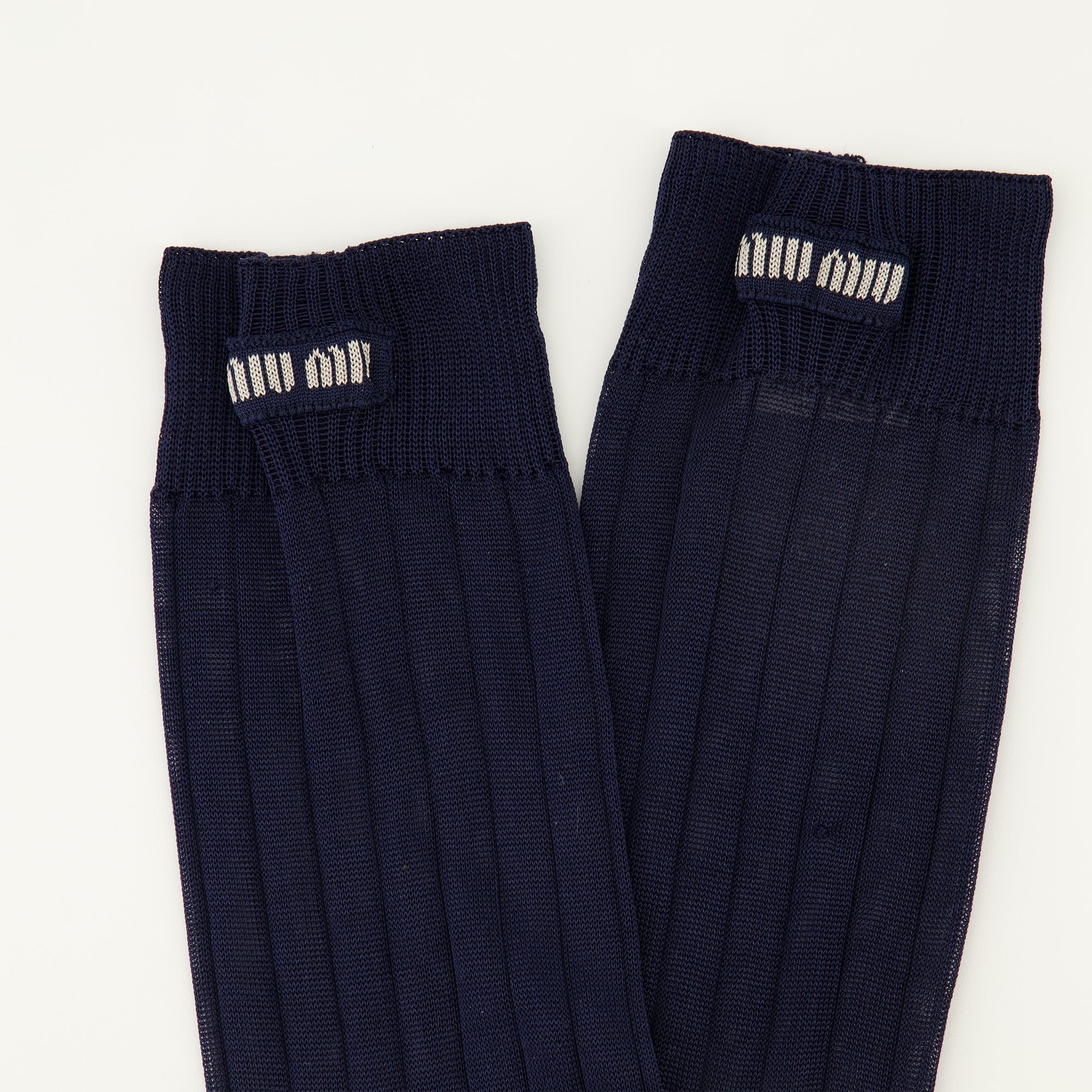 Navy Blue Silk Socks - Miu Miu - Women | WE IN STYLE