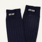 Image of Chaussettes en Soie Bleu Marine by Miu Miu for Women - Season Spring-Summer 2026 - Detail View 1