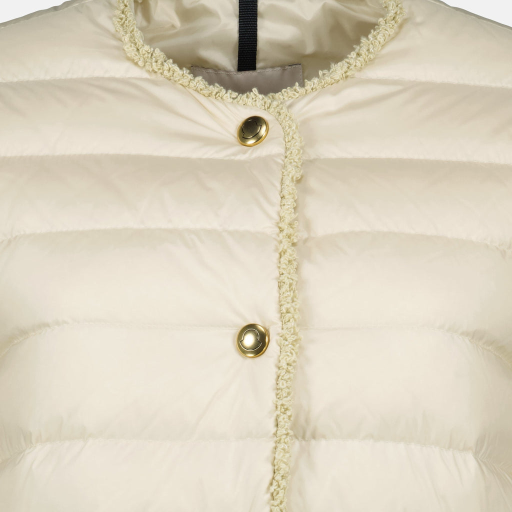 Image d'une doudoune courte blanche à fleurs de Moncler pour femmes - Saison Printemps-Été 2026 - Détail 1
