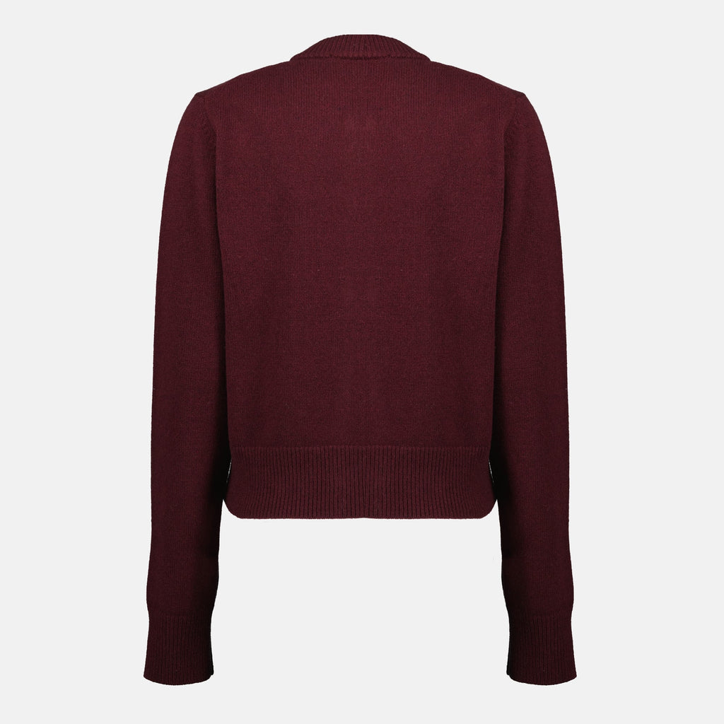 AMI de Coeur cardigan, burgundy cardigan, women's knitwear, luxury cardigan, fall winter fashion