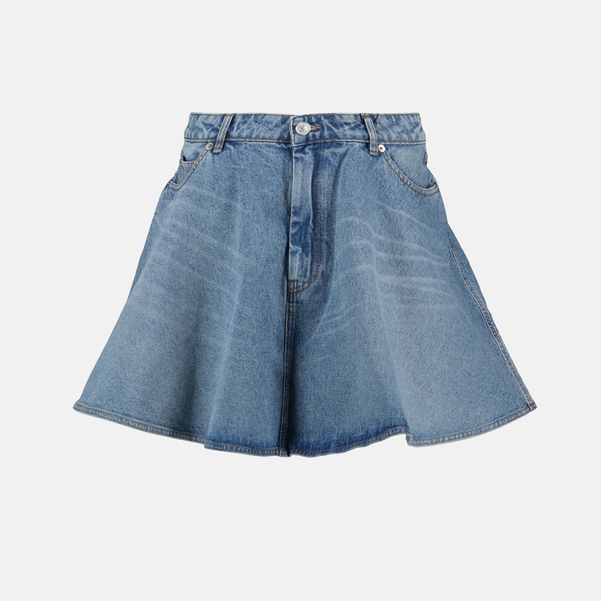 denim mini skirt, AMI Paris, blue denim skirt, five-pocket design, Spring-Summer collection
