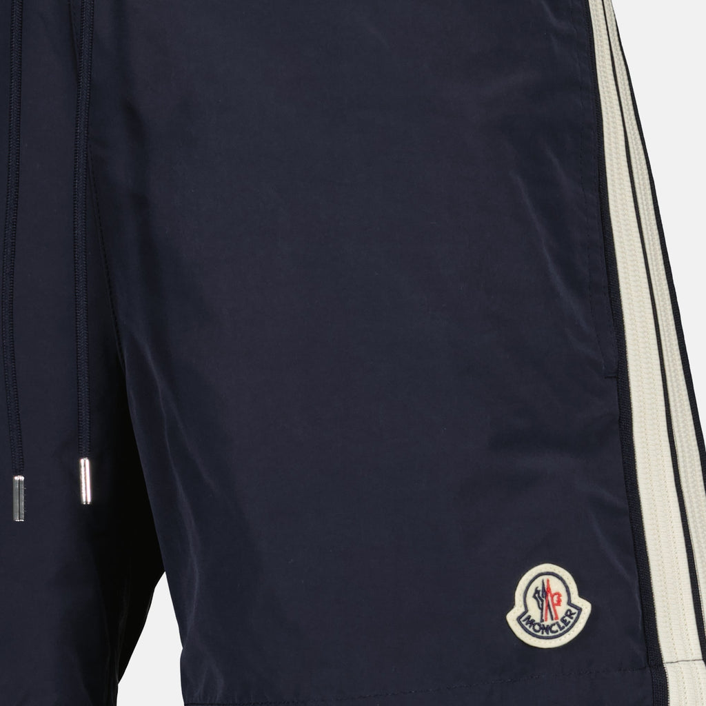 navy swim shorts, Moncler swimwear, men's swim shorts, summer fashion, high-quality nylon shorts
