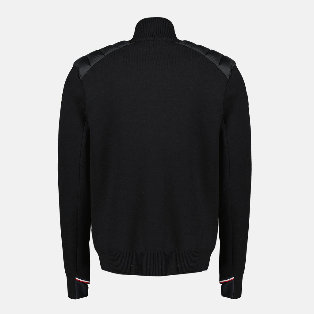 Moncler Grenoble cardigan, quilted wool cardigan, black wool cardigan, zipped cardigan, men's outerwear