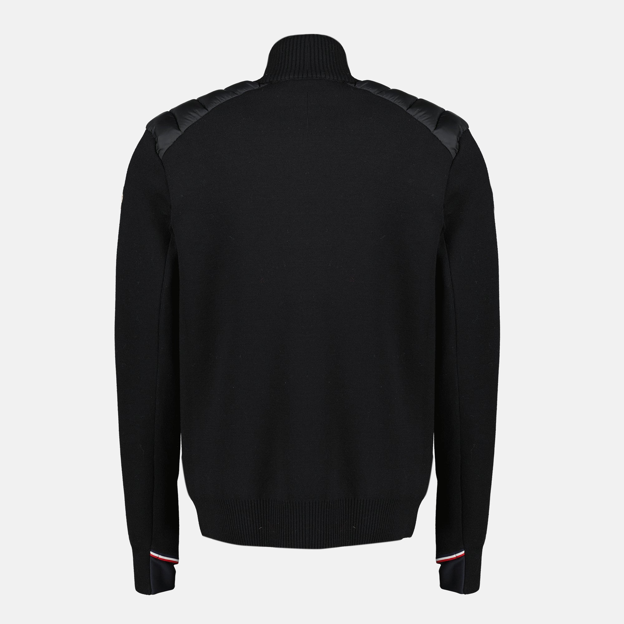 Moncler Grenoble cardigan, quilted wool cardigan, black wool cardigan, zipped cardigan, men's outerwear