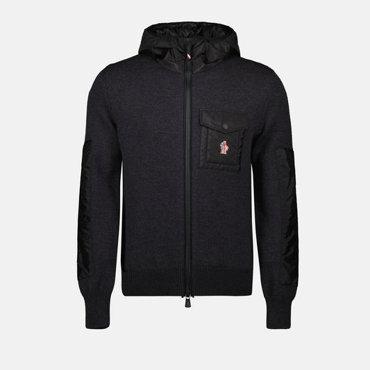 Gray Jacket, Wool Nylon Jacket, Moncler Grenoble Jacket, Zipped Jacket, High Neck Jacket