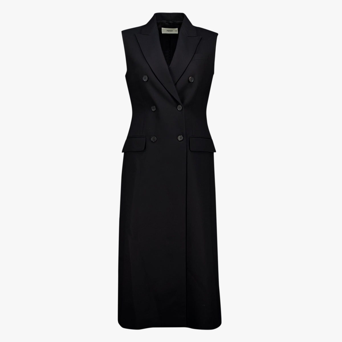 Black Silk Cady Sleeveless Coat Dress