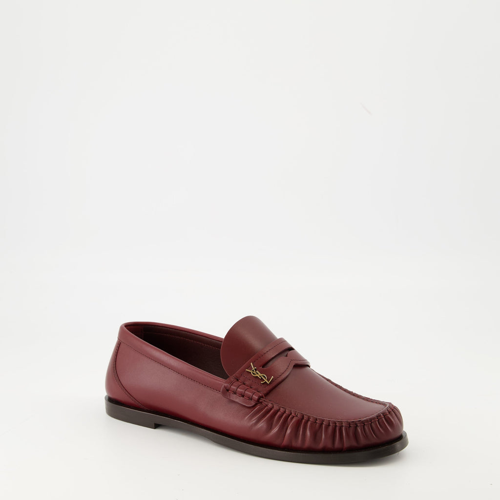 Saint Laurent moccasins, Bordeaux moccasins, Women's footwear, Luxury shoes, Calfskin moccasins