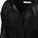 blouse Rixi, Iro blouse, puff sleeve blouse, V-neck blouse, embroidered blouse