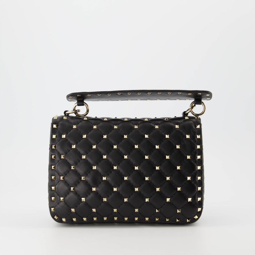 Rockstud Spike bag, Valentino accessories, black leather bag, elegant handbag, quilted design