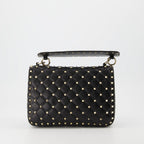 Rockstud Spike bag, Valentino accessories, black leather bag, elegant handbag, quilted design
