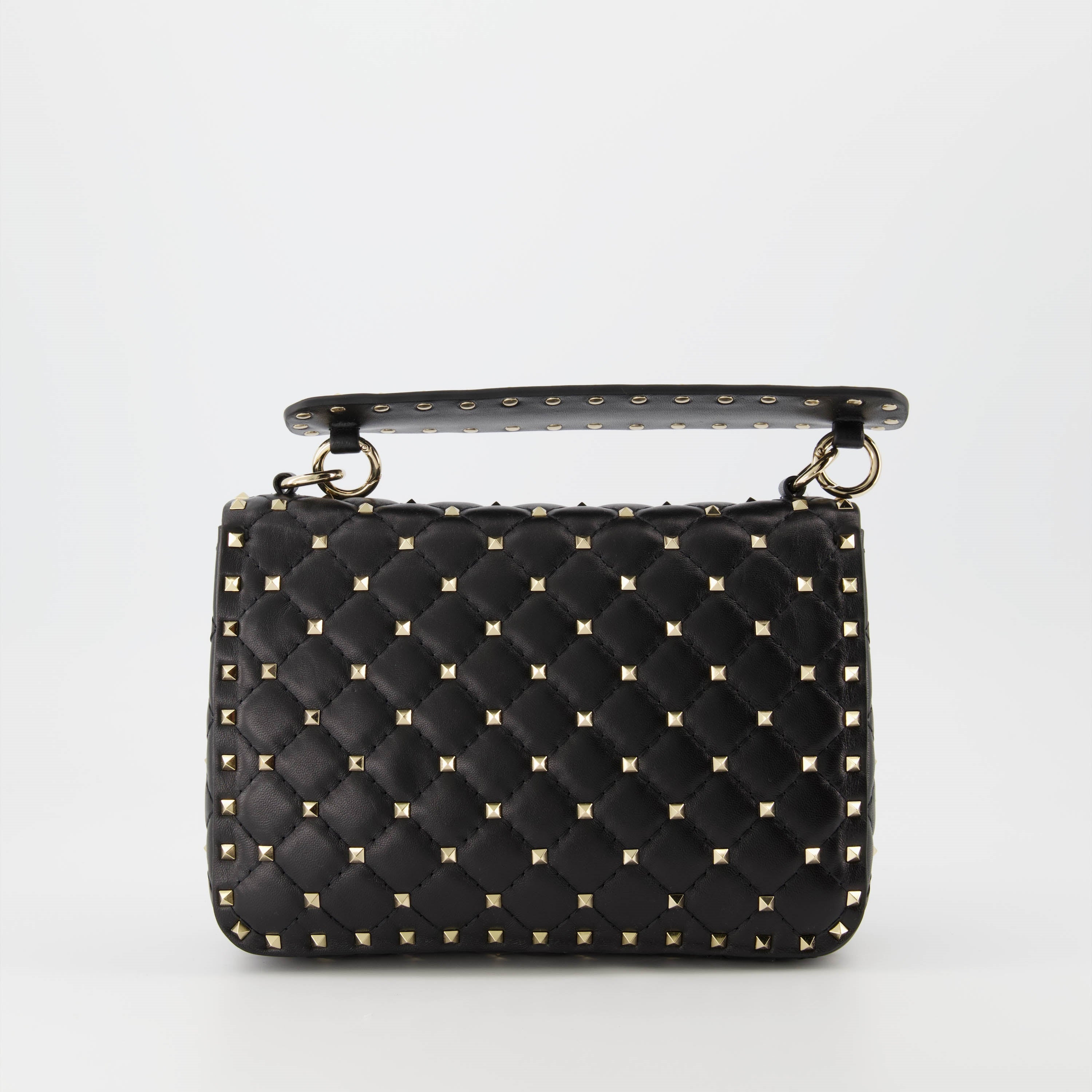 Rockstud Spike bag, Valentino accessories, black leather bag, elegant handbag, quilted design