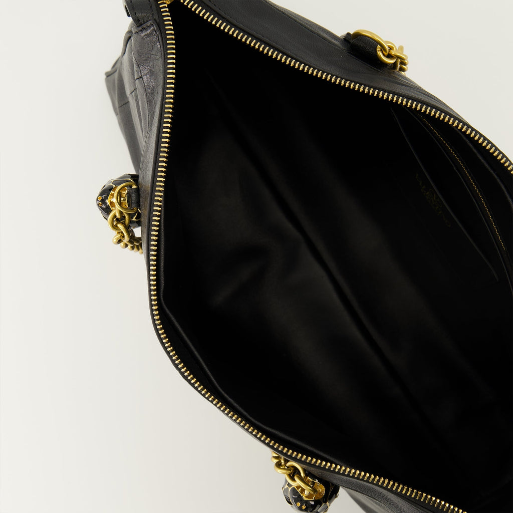 black leather bag, Valentino Garavani, nappa leather, designer bag, luxury accessory