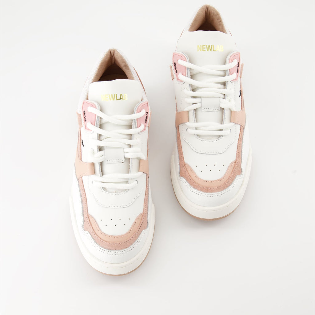 luxury sneakers, New Lab NL12, leather AppleSkin, white and pink sneakers, Spring-Summer 2024