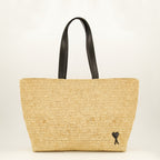 Beige Raffia Tote Bag