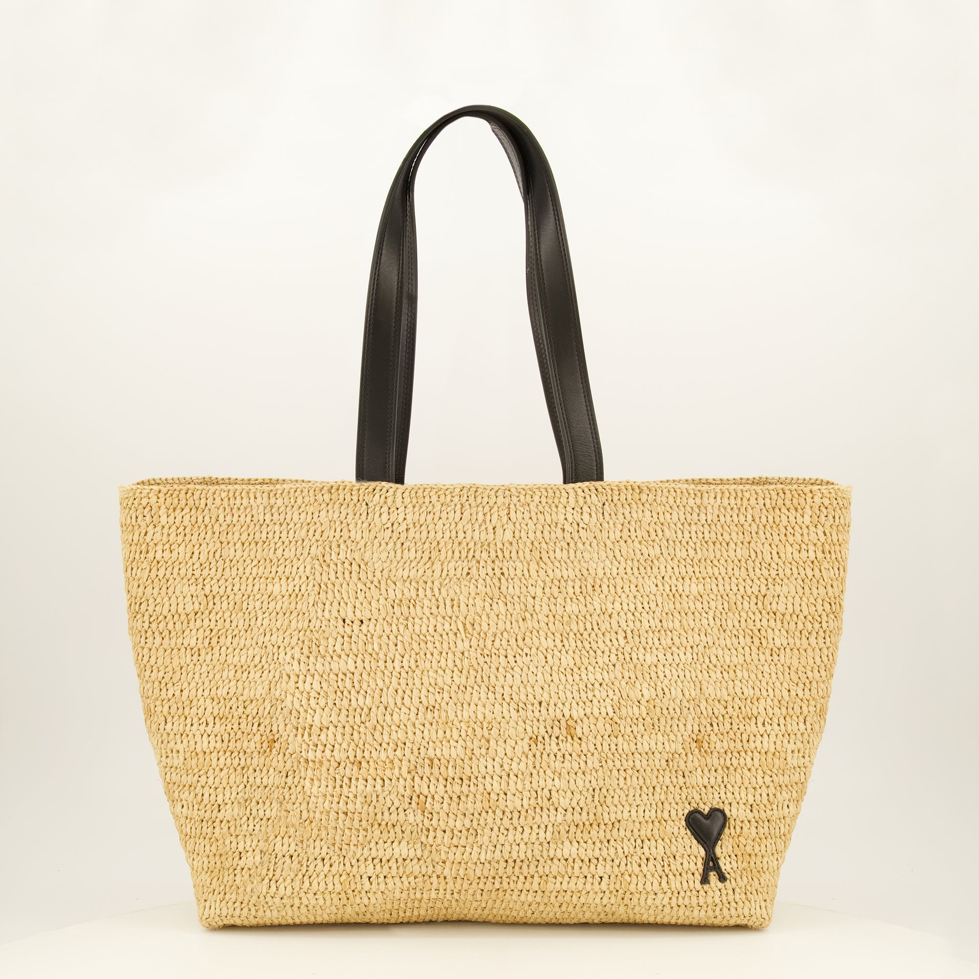 Beige Raphia Tote Bag