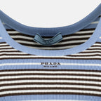 Bild des gestreiften blauen Tanktops von Prada für Frauen - Saison Frühling-Sommer 2026 - Detailansicht 2